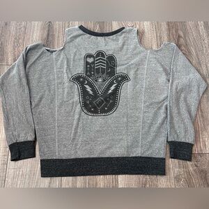 Terez grey sweatshirt with cutout shoulders small